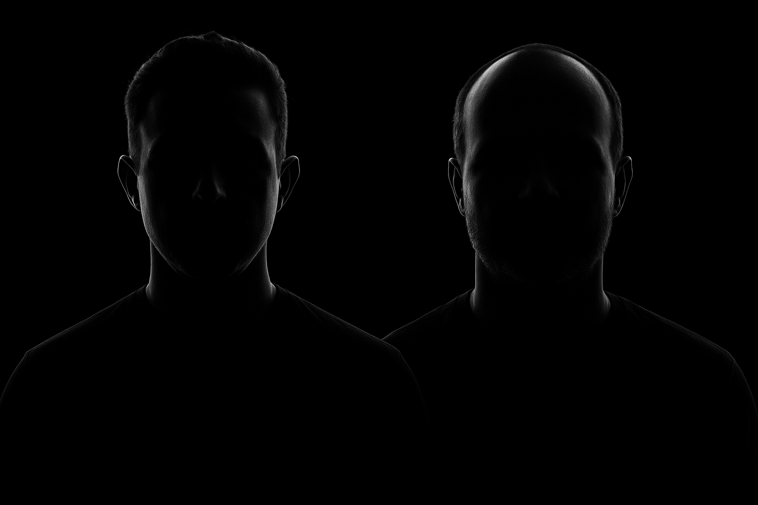 Two figures in misty landscape representing partnership and vision